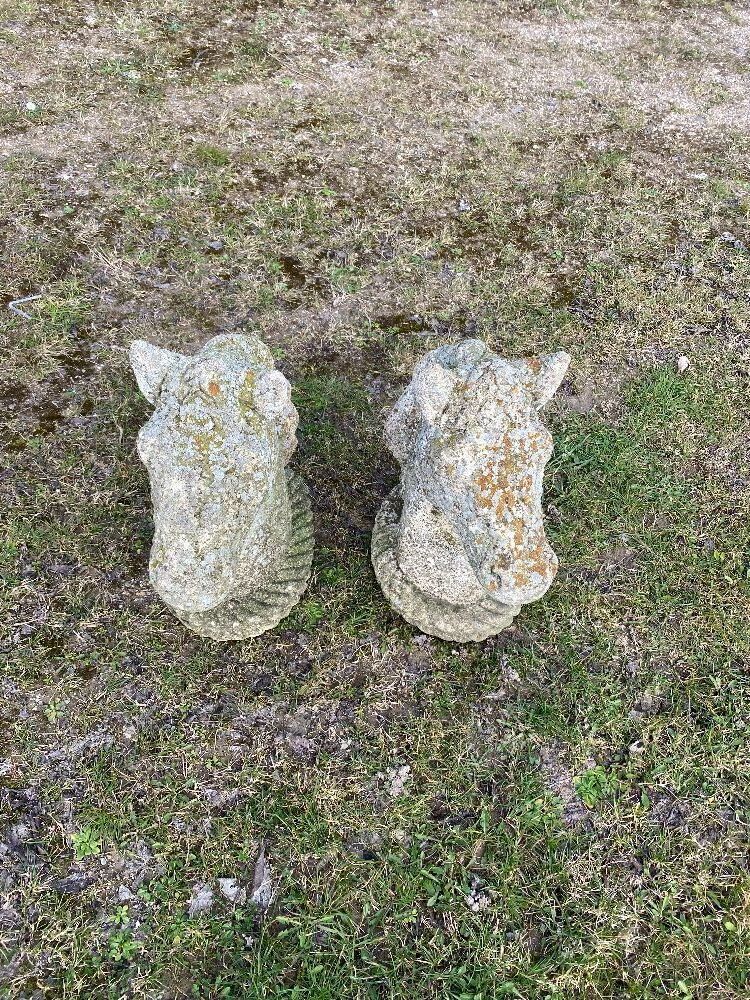 Decorative Stone Horseheads x 2