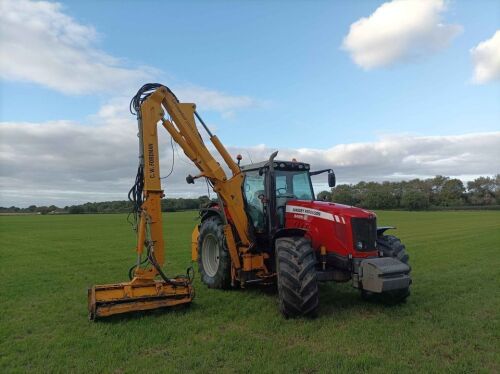 Massey Ferguson 6485 Complete with Herder Grenadier Flail Mower with 8m Reach, 6900 Hours, 2009, 40kph.