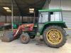 John Deere 2130, DAG 822T, 4545 Genuine Hours, 1 Owner Driver from New, 2 Wheel Drive, 340/85 R38 - Rear, Pick Up Hitch, Quicke 2560 Front Loader, comes with Bucket, Forks, and Bale Spike Attachments. - 3