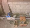 Misc. sheep equipment, including box of raddle harnesses, drinking troughs x2